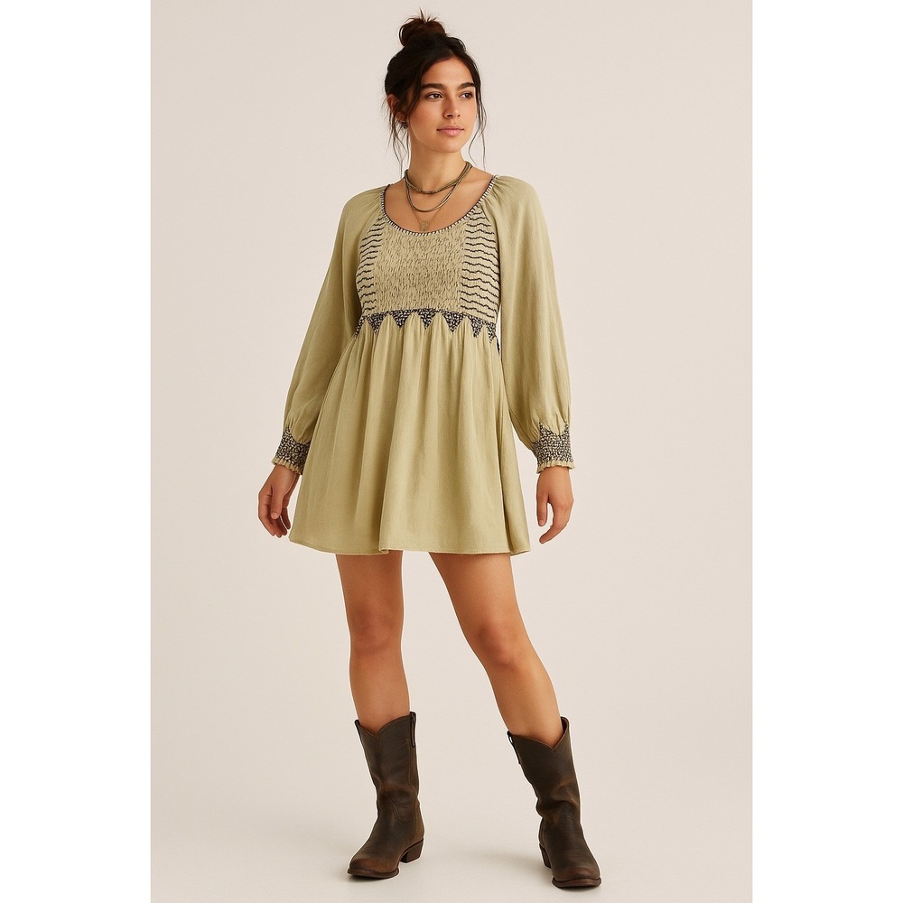 Free People What A Feeling Babydoll Dress Size XS Boho Festival Hippie Retro 70s